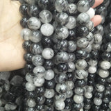 14mm Rutilated Quartz Crystal Stone Beads 15'' DIY Jewelry
