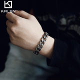 14mm Cuban Link Chain Bracelet Men Stainless Steel