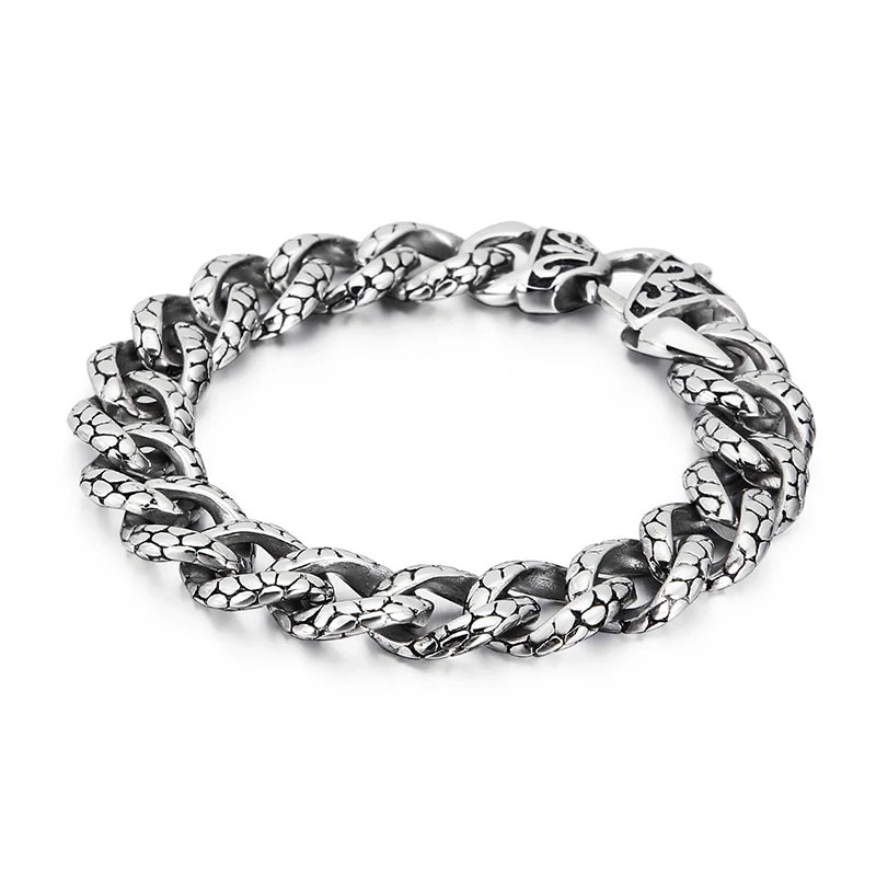 14mm Cuban Link Chain Bracelet Men Stainless Steel