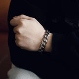 14mm Cuban Link Chain Bracelet Men Stainless Steel