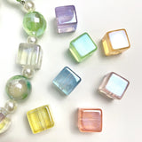 14mm Electroplated UV Mermaid Square Bead DIY Phone Chain Bead Material