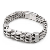 14mm 3-color 2-layer Stainless Steel Chain Bracelet Men's Metal Magnetic Buckle