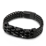 14mm 3-color 2-layer Stainless Steel Chain Bracelet Men's Metal Magnetic Buckle