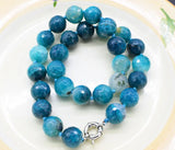 14mm Agate Round Faceted Necklace 18inch Beads Nature
