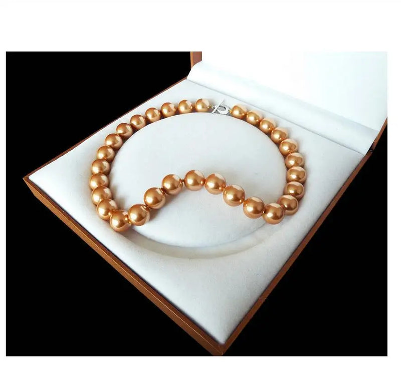 14mm Deep Champagne South Sea Shell Pearl Necklace