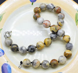 14mm Ocean Agate Round Yellow Necklace 18-Inch Beads Nature