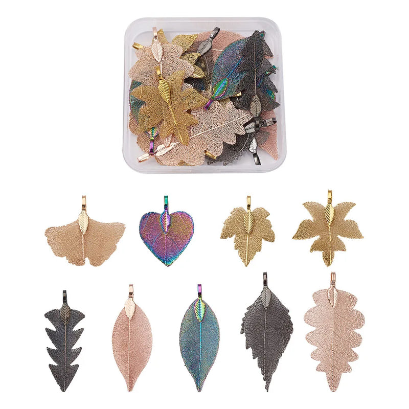 14pcs Iron Electroplate Grape Leaf Pendants DIY Jewelry Making Crafts Mix