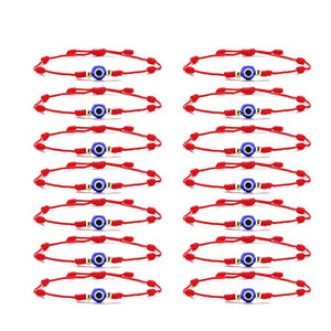 14pcs Eye Evil Bracelets 7 Knots Braided Rope Red Bracelet Jewelry
