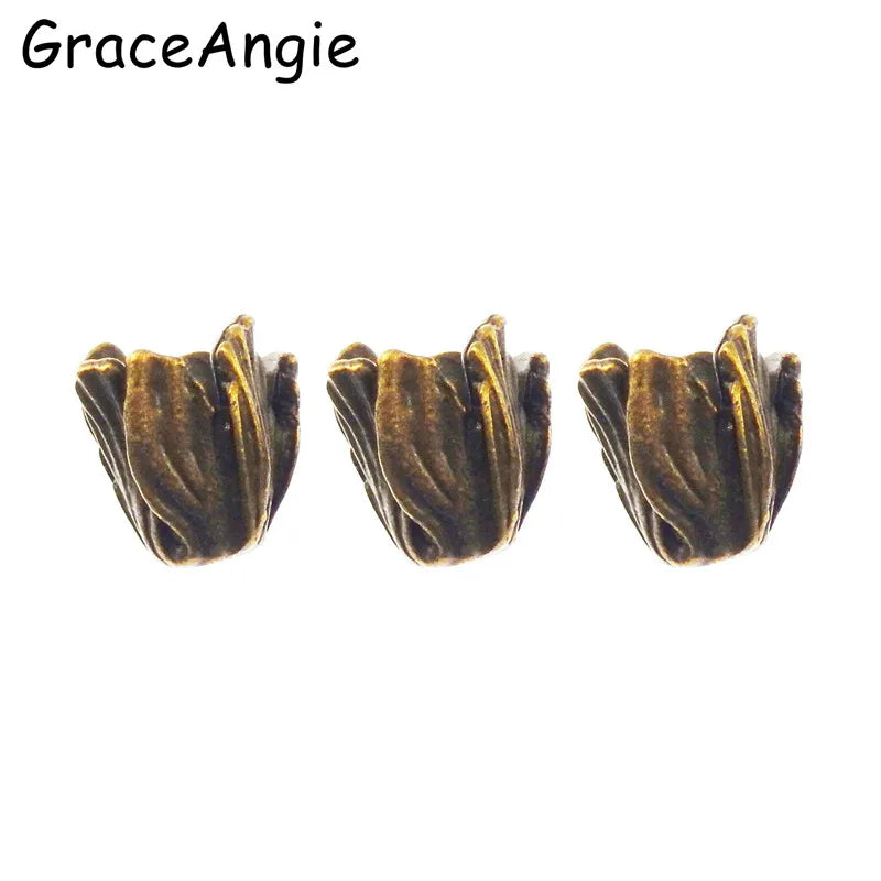 14pcs Vintage Bronze Tone Flower Bead Caps Spacer DIY Jewelry Making 17mm