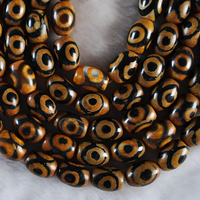 14x10 MM Natural Brown Tibetan Mystical Eyes Agates Beads Loose Stone Beads