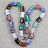 14x10MM Agates Crystal Quartz Barrel Beads Necklace