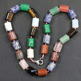 14x10MM Agates Crystal Quartz Barrel Beads Necklace