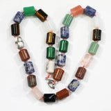 14x10MM Agates Crystal Quartz Barrel Beads Necklace