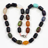 14x10MM Oval Beads Stone Necklace Grey Agate Turquoise Charm DIY Jewelry