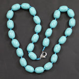 14x10MM Oval Beads Stone Necklace Grey Agate Turquoise Charm DIY Jewelry