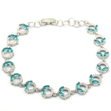 Golden Citrine Aquamarine CZ Silver Bracelet 6.5-8.5inch