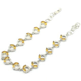 Golden Citrine Aquamarine CZ Silver Bracelet 6.5-8.5inch