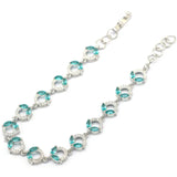 Golden Citrine Aquamarine CZ Silver Bracelet 6.5-8.5inch