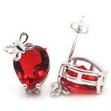 Lovely Butterfly Citrine Aquamarine Ruby Stud Earrings
