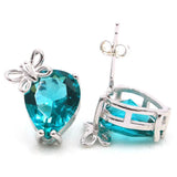 Lovely Butterfly Citrine Aquamarine Ruby Stud Earrings
