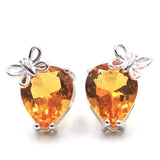 Lovely Butterfly Citrine Aquamarine Ruby Stud Earrings