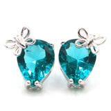 Lovely Butterfly Citrine Aquamarine Ruby Stud Earrings