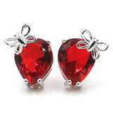Lovely Butterfly Citrine Aquamarine Ruby Stud Earrings