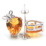 Lovely Butterfly Citrine Aquamarine Ruby Stud Earrings