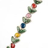 5pcs Hand Painted Tulip Flower Ceramic Beads for Jewelry Making