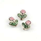 5pcs Hand Painted Tulip Flower Ceramic Beads for Jewelry Making