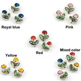 5pcs Hand Painted Tulip Flower Ceramic Beads for Jewelry Making