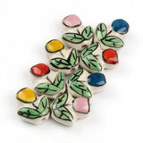 5pcs Hand Painted Tulip Flower Ceramic Beads for Jewelry Making