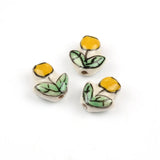 5pcs Hand Painted Tulip Flower Ceramic Beads for Jewelry Making