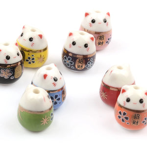 Fortune Cat Ceramic Beads DIY Jewelry Making
