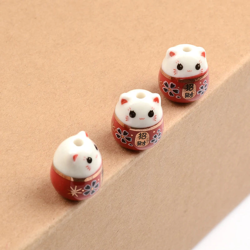 Fortune Cat Ceramic Beads DIY Jewelry Making