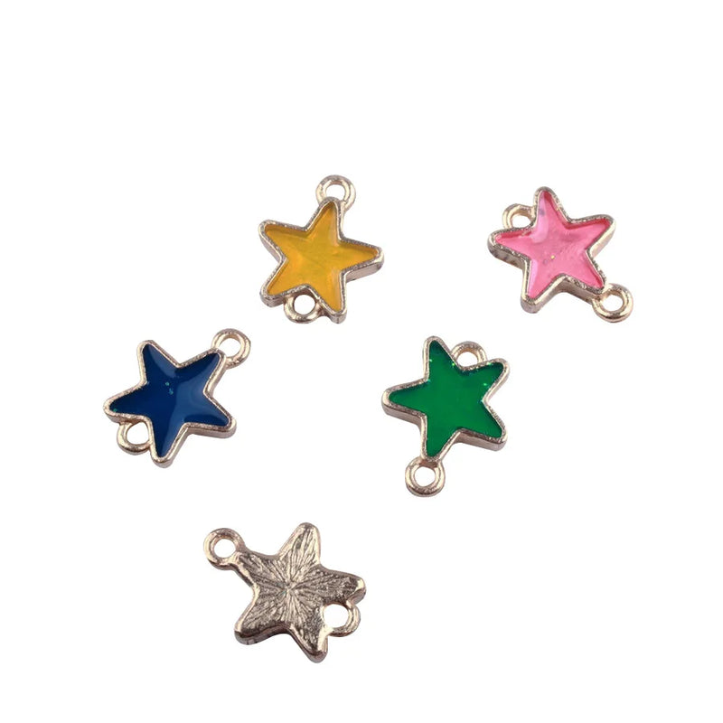 50Pcs Mix Colors Star KC Alloy Pendants Jewelry Charms Making Findings