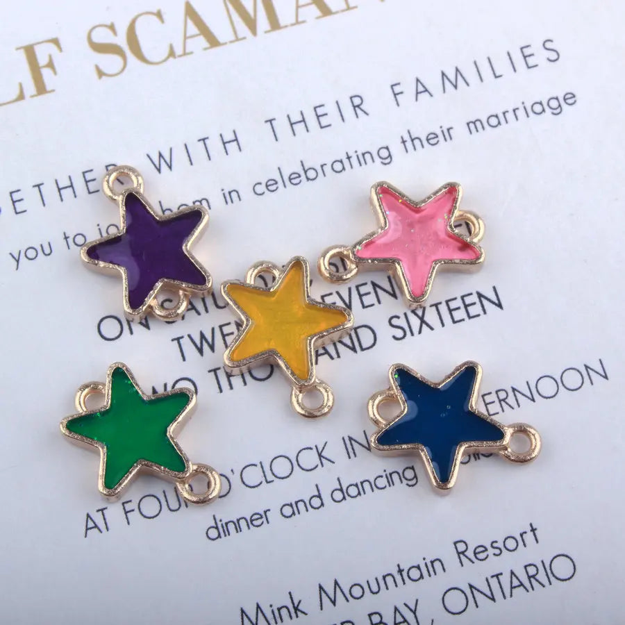 50Pcs Mix Colors Star KC Alloy Pendants Jewelry Charms Making Findings