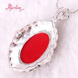 14x20mm Oval Stone Marcasite Necklace Pendant Charm