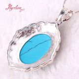 14x20mm Oval Stone Marcasite Necklace Pendant Charm