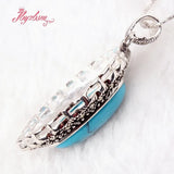 14x20mm Oval Stone Marcasite Necklace Pendant Charm