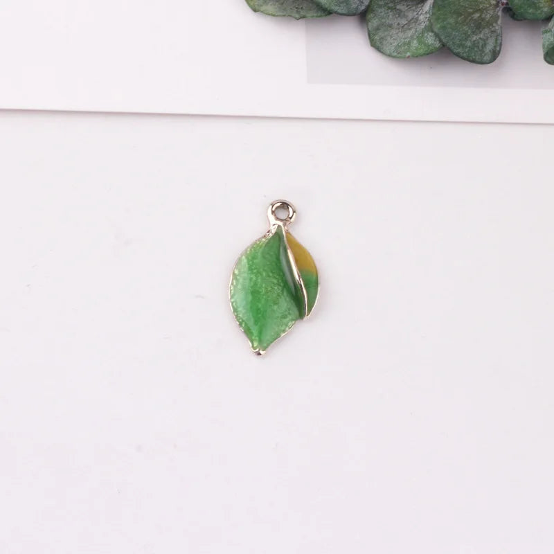 10pcs Zinc Alloy Enamel Leaves Charms Pendant for Jewelry Making