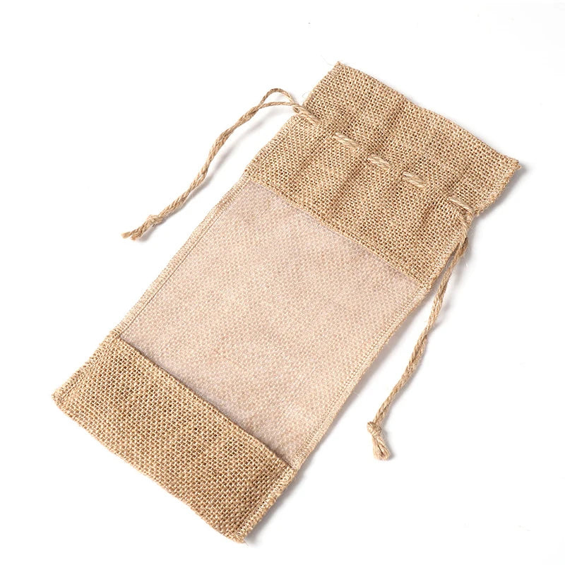 Cotton Jute Bags Red Wine Pouches Dried Fruit Gift Packaging
