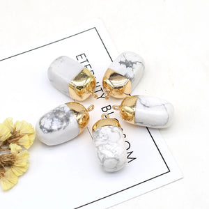 Natural Turquoises Agates Stone Pendant Charms for DIY Necklace