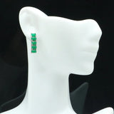 Green Emerald Stud Earrings 925 Sterling Silver Rectangle Oval Gemstone Gift