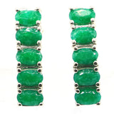 Green Emerald Stud Earrings 925 Sterling Silver Rectangle Oval Gemstone Gift