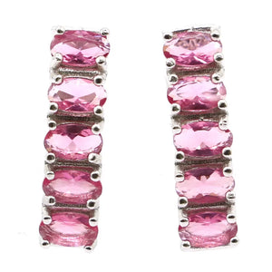 Lovely Pink Tourmaline Silver Earrings for Daily Wear