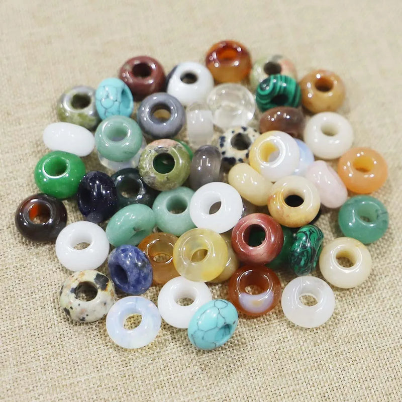 Natural Stone Mixed Big Hole Beads Jewelry Making 30Pcs