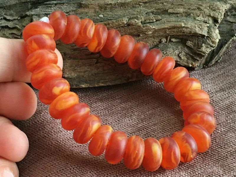 14x8mm Natural Mexican Amber Beeswax Beads Bracelet