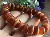 Natural Mexican Sky Amber Beeswax Bead Bracelet 14x8mm