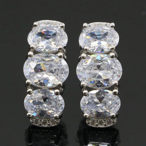 Real Red Ruby Created Violet Tanzanite CZ Silver Stud Earrings